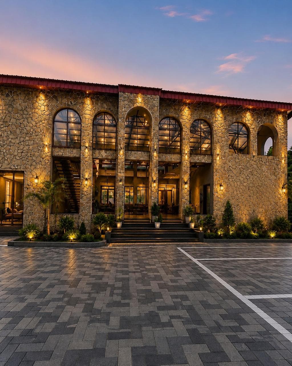 Courtyard and parking
